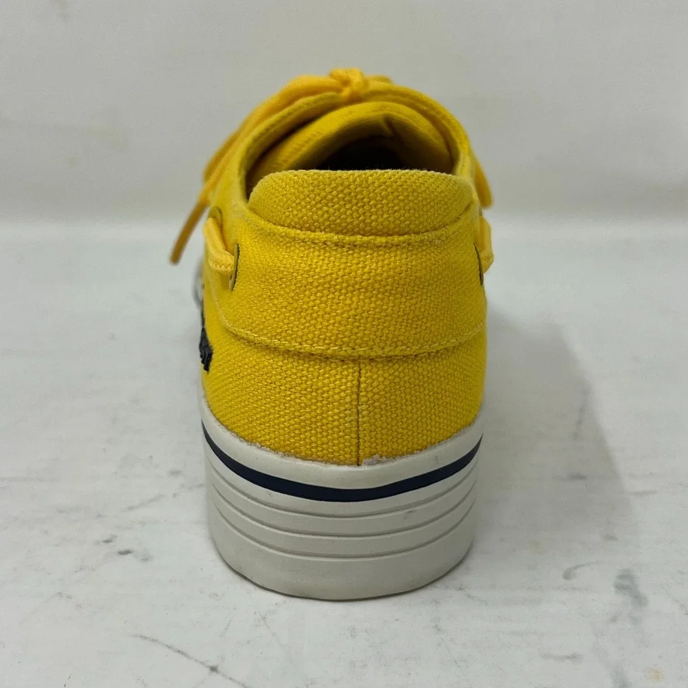 Polo Sport Ralph Lauren Canvas Boat Shoes Yellow &‎ Navy Women's US 8B VTG NEW
